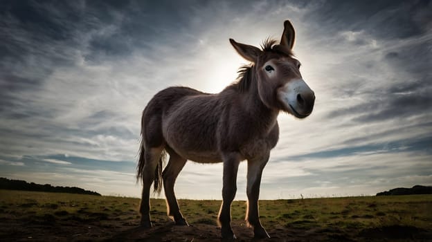 beautiful calm mule looks into the camera