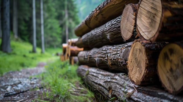 A neatly stacked row of logs, ready for the fireplace.
