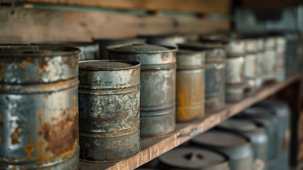 A series of metallic containers, aligned in precision, showcase a blend of craftsmanship and utility.