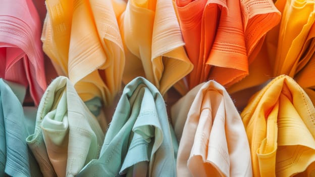 A collection of neatly folded napkins.