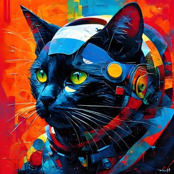 Cool futuristic cat. High quality photo