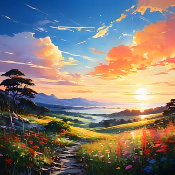 Beautiful sunset landscape. High quality photo