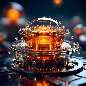 Futuristic quantum computer chip close-up. High quality photo