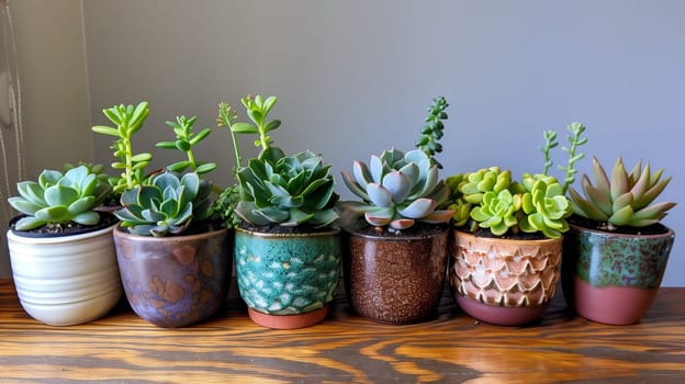 An appealing array of potted succulents, meticulously arranged to captivate.