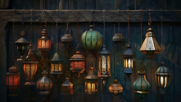 A captivating display of suspended lanterns, illuminating the space with their soft, enchanting glow.