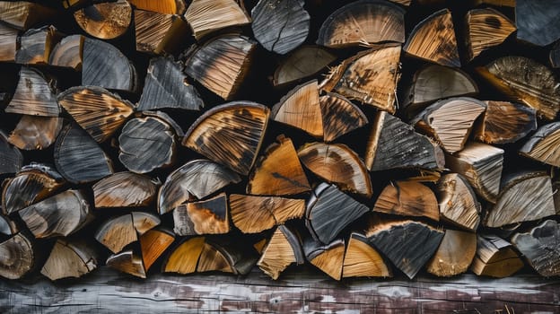 A neatly stacked queue of firewood, ready for use.