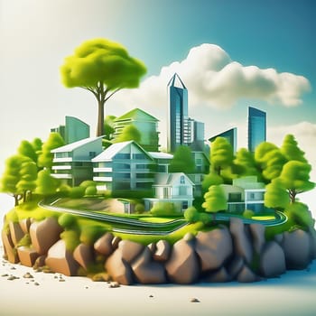 Green technology. Eco house of the future. Renewable energy implemented in architecture. AI generated image