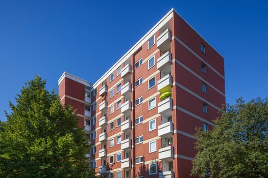 Monotonous brick residential buildings, multi-family houses, residential buildings, Bremerhaven, Germany