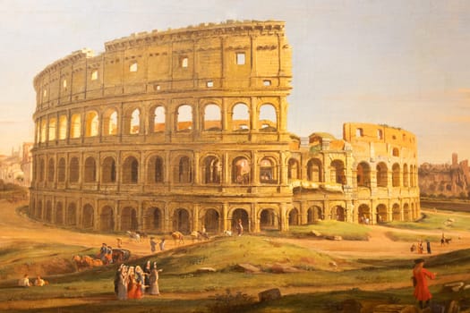 Turin, Italy - May 2023: The Colosseum,  Gaspare Vanvitelli painting, Rome 1736