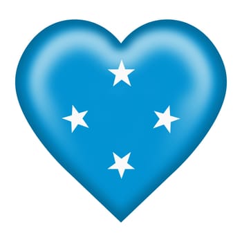 A Micronesia flag heart button isolated on white with clipping path