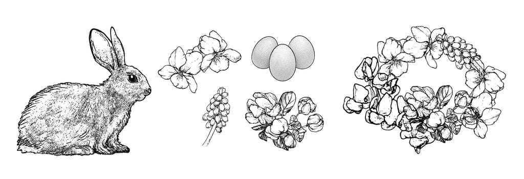 Graphical spring set isolated on white background