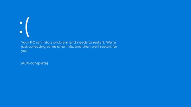 Blue Screen of Death - BSOD. Error message vector