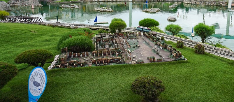 Viserba, Italy - June 25, 2024: Pompei at Theme park Italy in Miniature or Italia in Miniatura in Rimini, Italy - Reproduction of famous attractions in a small scale