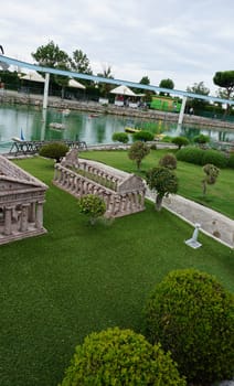 Viserba, Italy - June 25, 2024: People going at Theme park Italy in Miniature or Italia in Miniatura in Rimini, Italy - Reproduction of famous attractions in a small scale