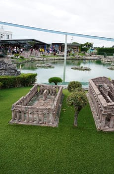 Viserba, Italy - June 25, 2024: People going at Theme park Italy in Miniature or Italia in Miniatura in Rimini, Italy - Reproduction of famous attractions in a small scale
