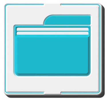 Blue folder with shadow on isolated background. 3D rendering illustration