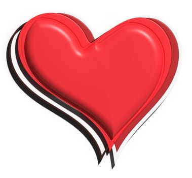 Red heart with shiny surface, 3D rendering illustration