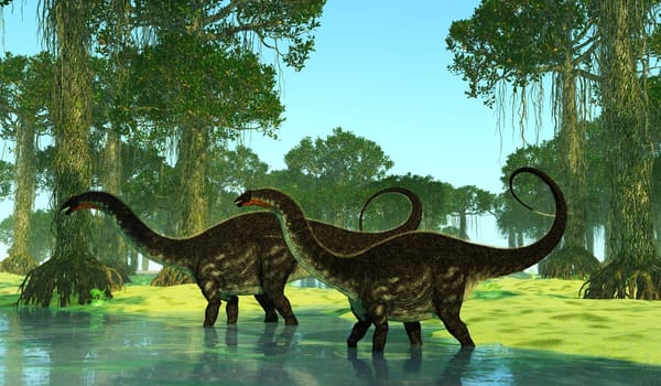 Apatosaurus was a herbivorous sauropod dinosaur that lived in North America during the Jurassic Period.