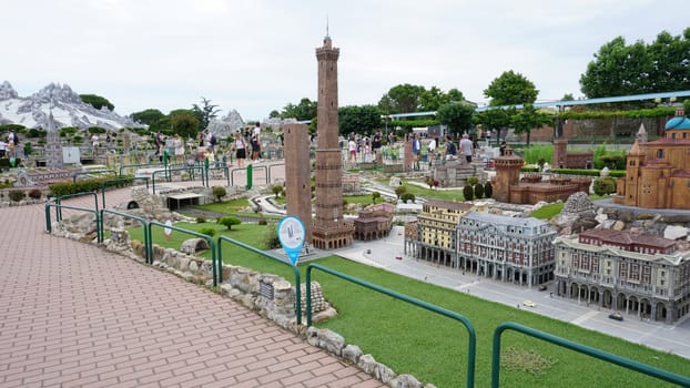 Viserba, Italy - June 25, 2024: Bologna at Theme park Italy in Miniature or Italia in Miniatura in Rimini, Italy - Reproduction of famous attractions in a small scale