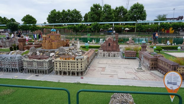 Viserba, Italy - June 25, 2024: Bologna at Theme park Italy in Miniature or Italia in Miniatura in Rimini, Italy - Reproduction of famous attractions in a small scale