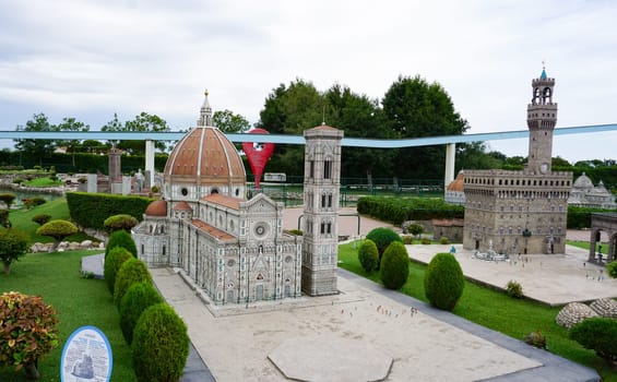 Viserba, Italy - June 25, 2024: The Cathedral of Santa Maria del Fiore Florence at Theme park Italy in Miniature or Italia in Miniatura in Rimini, Italy