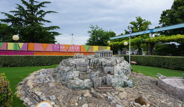 Viserba, Italy - June 25, 2024: Athens at Theme park Italy in Miniature or Italia in Miniatura in Rimini, Italy - Reproduction of famous attractions in a small scale