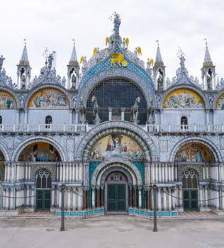 Viserba, Italy - June 25, 2024: Basilica di San Marco at Venice at Theme park Italy in Miniature or Italia in Miniatura in Rimini, Italy - Reproduction of famous attractions in a small scale