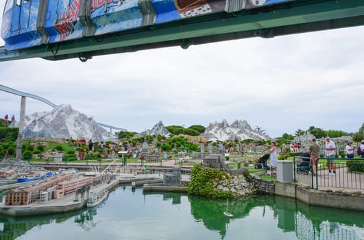 Viserba, Italy - June 25, 2024: at Theme park Italy in Miniature or Italia in Miniatura in Rimini, Italy - Reproduction of famous attractions in a small scale