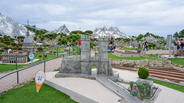 Viserba, Italy - June 25, 2024: Genova at Theme park Italy in Miniature or Italia in Miniatura in Rimini, Italy - Reproduction of famous attractions in a small scale