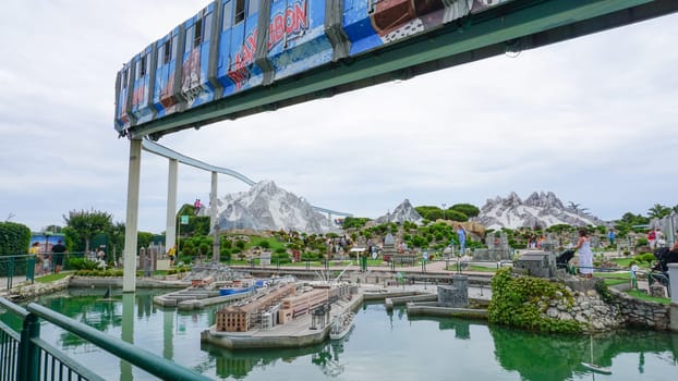 Viserba, Italy - June 25, 2024: at Theme park Italy in Miniature or Italia in Miniatura in Rimini, Italy - Reproduction of famous attractions in a small scale