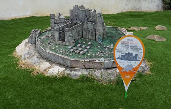 Viserba, Italy - June 25, 2024: The Rock of Cashel at Theme park Italy in Miniature or Italia in Miniatura in Rimini, Italy - Reproduction of famous attractions in a small scale