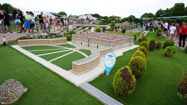 Viserba, Italy - June 25, 2024: Caserta at Theme park Italy in Miniature or Italia in Miniatura in Rimini, Italy - Reproduction of famous attractions in a small scale