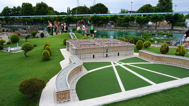 Viserba, Italy - June 25, 2024: Caserta at Theme park Italy in Miniature or Italia in Miniatura in Rimini, Italy - Reproduction of famous attractions in a small scale