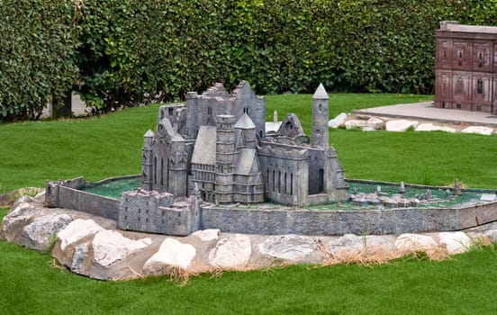 Viserba, Italy - June 25, 2024: The Rock of Cashel at Theme park Italy in Miniature or Italia in Miniatura in Rimini, Italy - Reproduction of famous attractions in a small scale