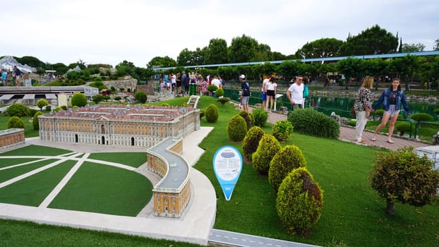 Viserba, Italy - June 25, 2024: Caserta at Theme park Italy in Miniature or Italia in Miniatura in Rimini, Italy - Reproduction of famous attractions in a small scale