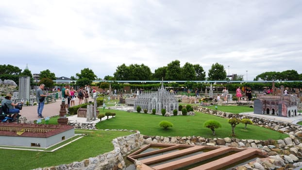 Viserba, Italy - June 25, 2024: Milan at Theme park Italy in Miniature or Italia in Miniatura in Rimini, Italy - Reproduction of famous attractions in a small scale