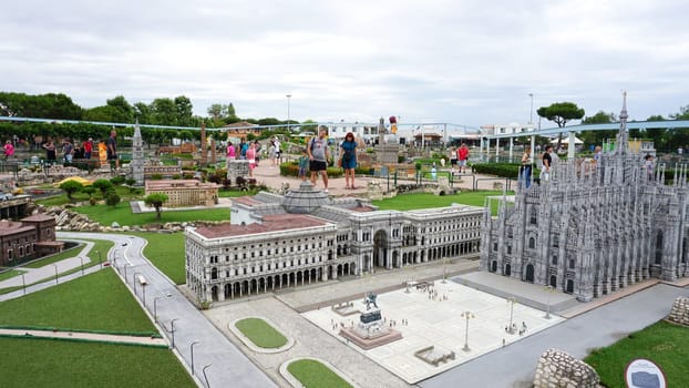 Viserba, Italy - June 25, 2024: Milan Duomo Cathedral at Theme park Italy in Miniature or Italia in Miniatura in Rimini, Italy - Reproduction of famous attractions in a small scale