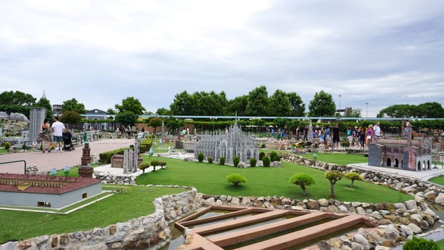 Viserba, Italy - June 25, 2024: Milan at Theme park Italy in Miniature or Italia in Miniatura in Rimini, Italy - Reproduction of famous attractions in a small scale
