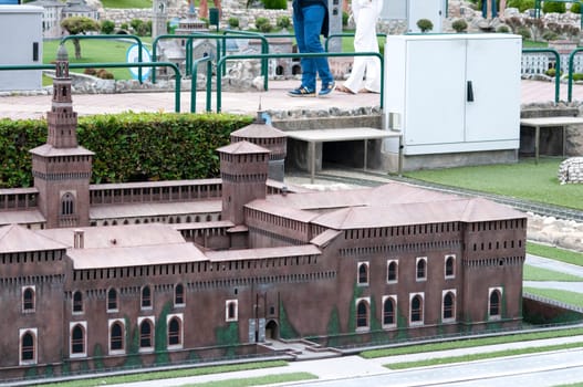 Viserba, Italy - June 25, 2024: Milan at Theme park Italy in Miniature or Italia in Miniatura in Rimini, Italy - Reproduction of famous attractions in a small scale