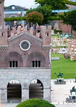 Viserba, Italy - June 25, 2024: Piacenza at Theme park Italy in Miniature or Italia in Miniatura in Rimini, Italy - Reproduction of famous attractions in a small scale