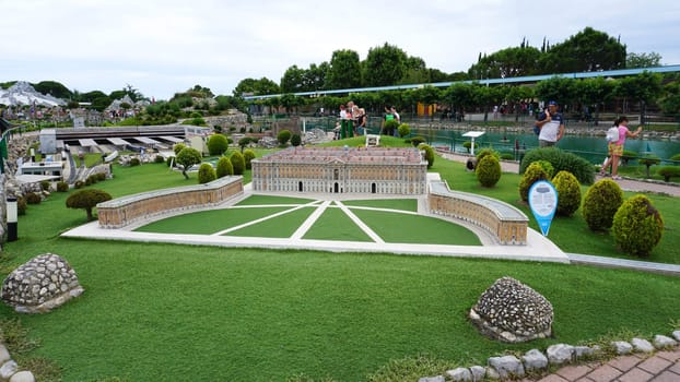 Viserba, Italy - June 25, 2024: Caserta at Theme park Italy in Miniature or Italia in Miniatura in Rimini, Italy - Reproduction of famous attractions in a small scale