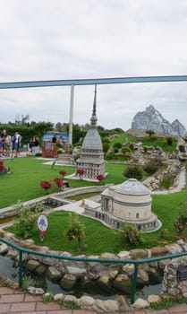 Viserba, Italy - June 25, 2024: Torino at Theme park Italy in Miniature or Italia in Miniatura in Rimini, Italy - Reproduction of famous attractions in a small scale