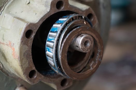 a close up of disassembly of a tapered bearing