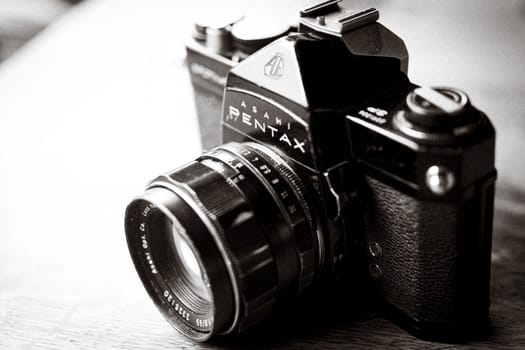Antwerp, Belgium, July 21st 2024, Illustrative Editorial: View on Asahi Pentax Spotmatic vintage analog film camera
