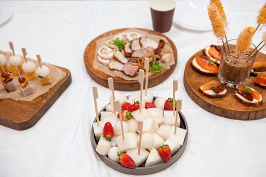 Catering service. Tasty appetizers on the table