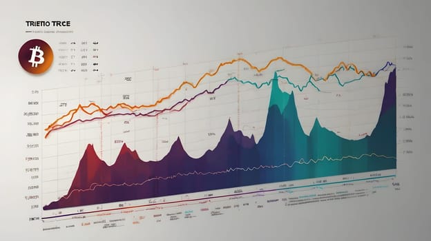 A detailed chart illustrating the price of Bitcoin over time. The chart shows multiple lines representing different metrics, with the x-axis denoting time and the y-axis denoting price. Several significant events in Bitcoin's history are marked along the x-axis.