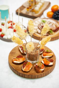 Catering service. Tasty appetizers on the table