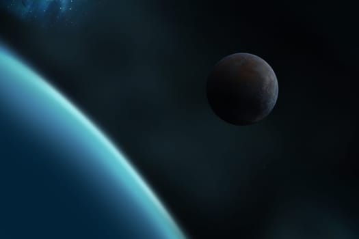 Blue planet in outer space showing the beauty of space exploration.