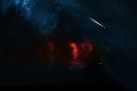 Space digital art, comet in outer space showing the beauty of space exploration.