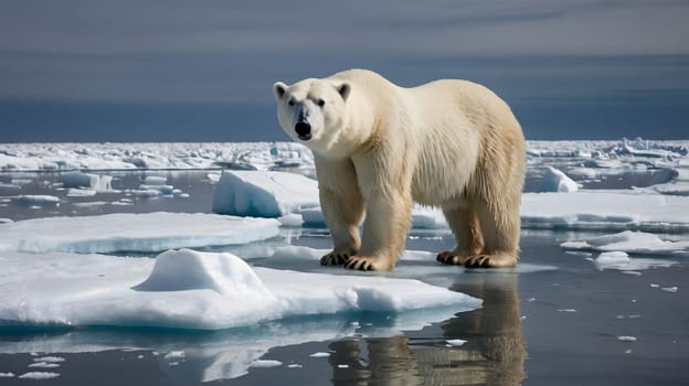 large dangerous polar bears on an ice floe in the Arctic